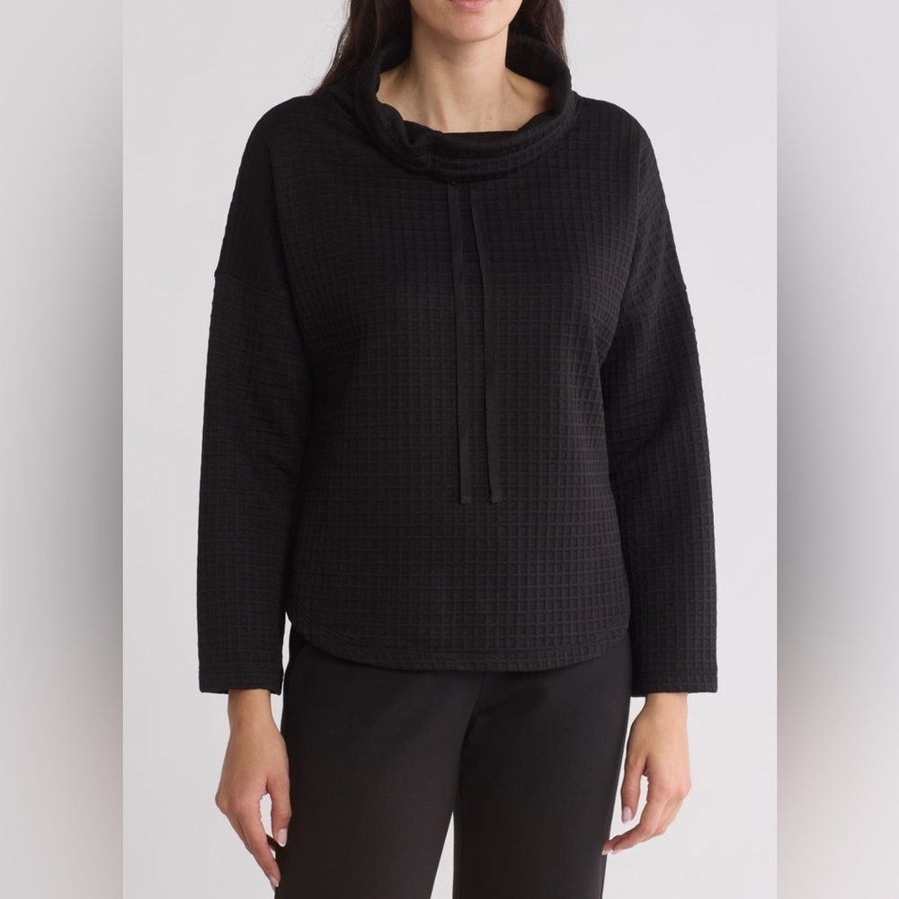 Max Studio Funnel Neck Waffle Knit Pullover - Picture 1 of 4